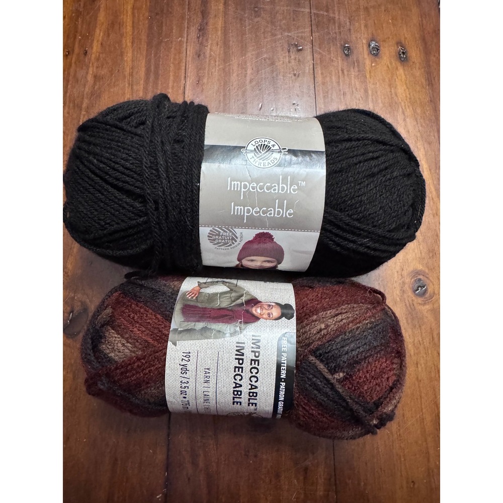 Loops & Threads Impeccable Yarn Lot Black and Earth Ombre 2 Skeins Worsted 4